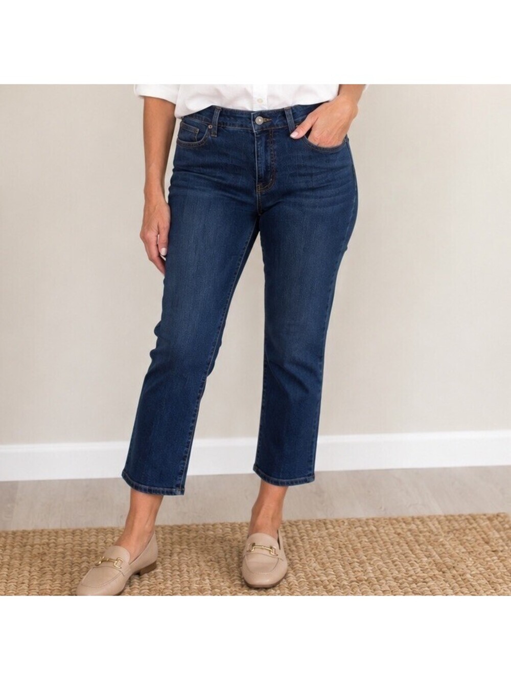 Talbots Flawless Straight Crop Jeans Women’s 6P Petite Dark Wash Denim